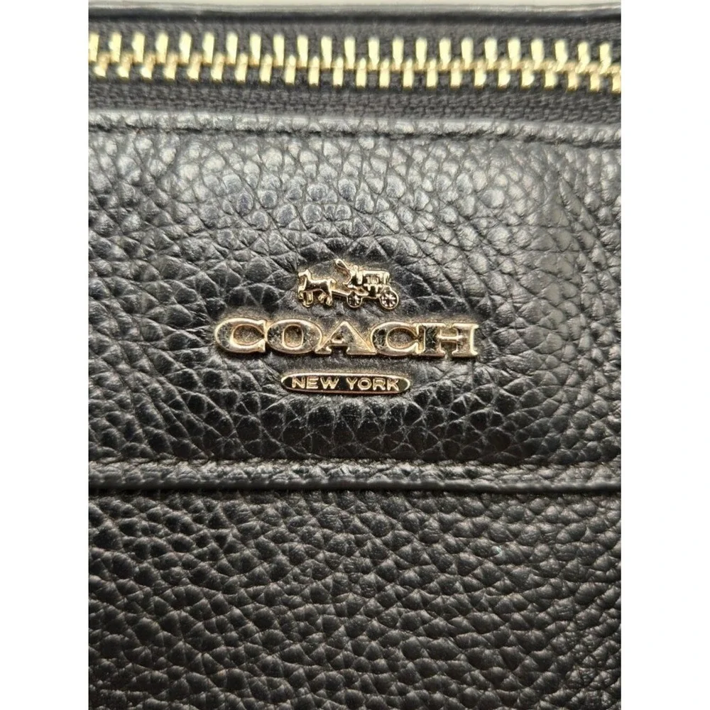 Coach Satchel Womens Medium Black Good Pebbled Leather Shearling Crossbody Bag